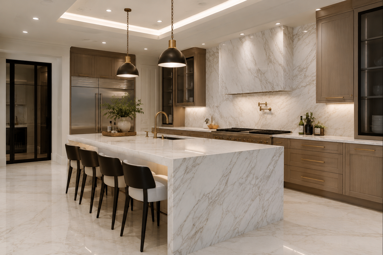 Marble kitchen installation